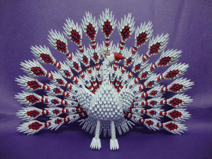 3d origami peacock