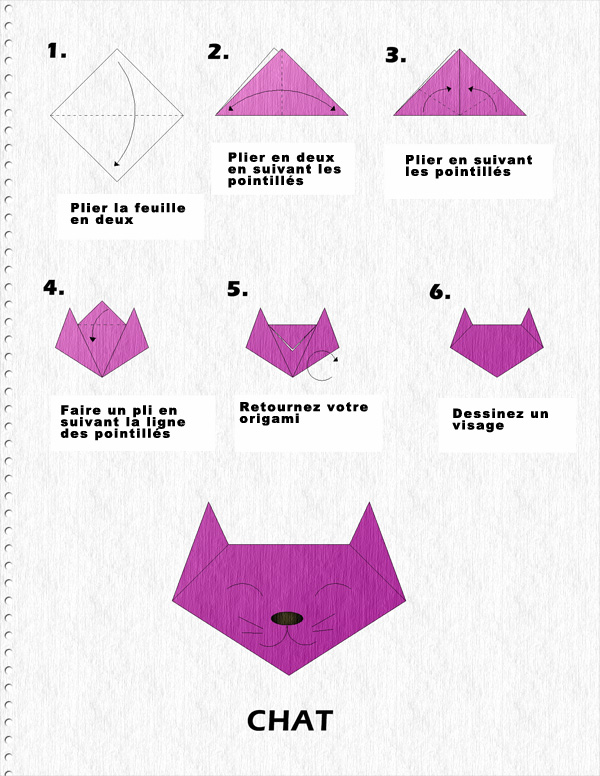 chat en origami facile