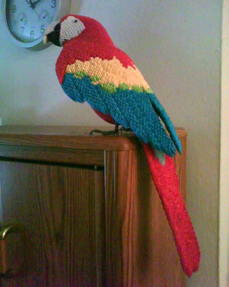 origami 3d parrot