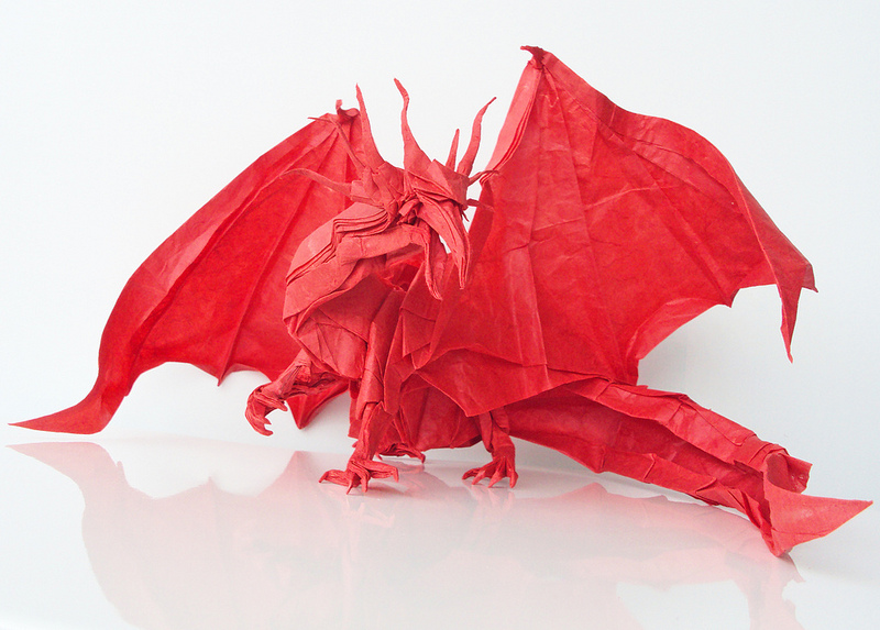 origami dragon en papier