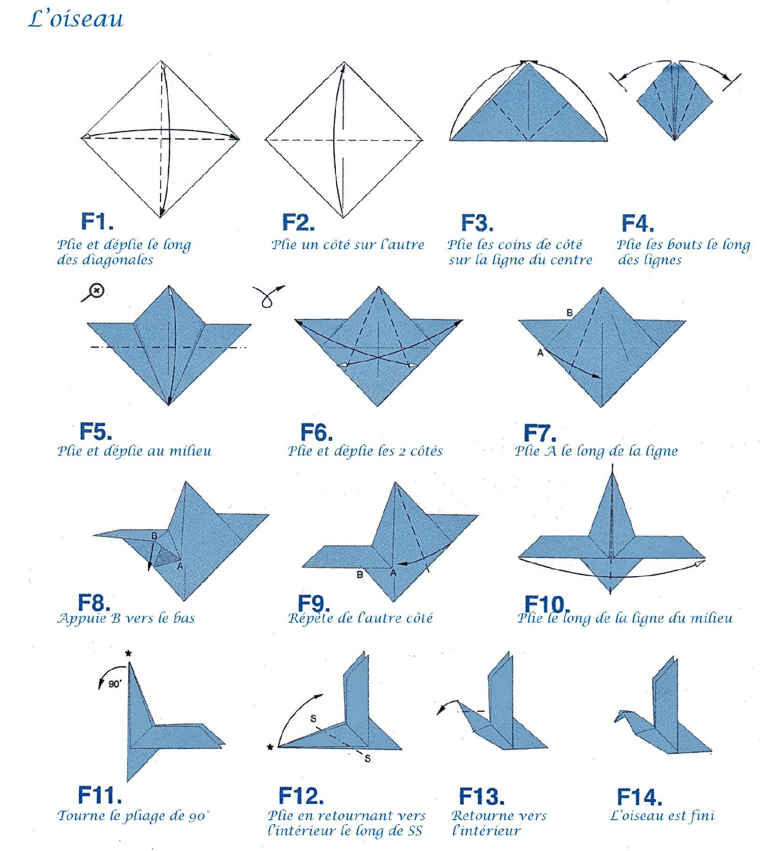 origami facile oiseau