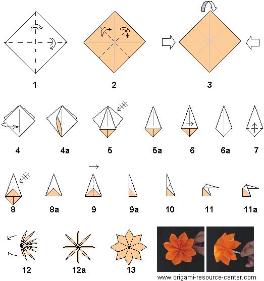 origami flower diagram