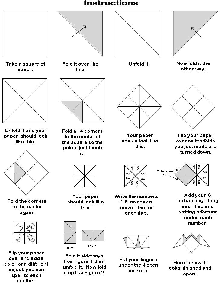 origami fortune teller instructions