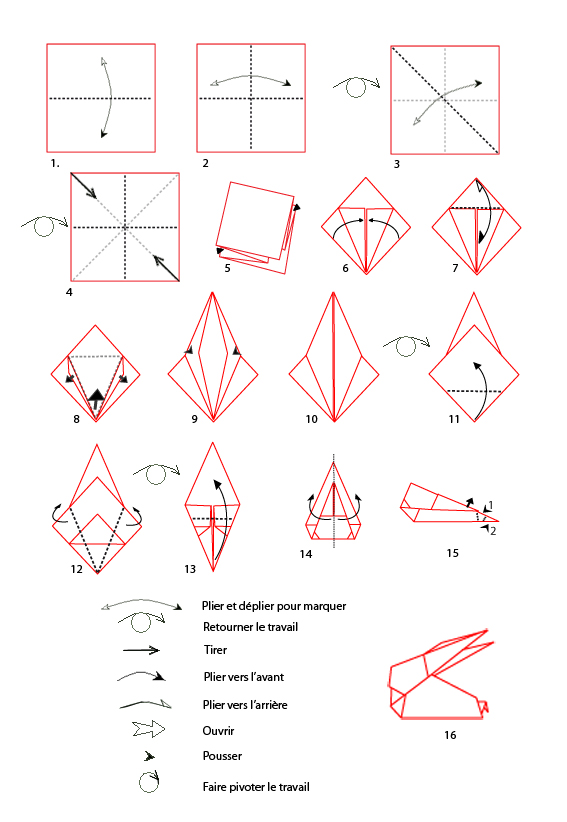 origami lapin en papier