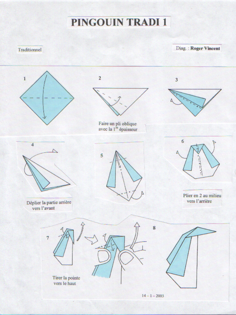 origami pingouin