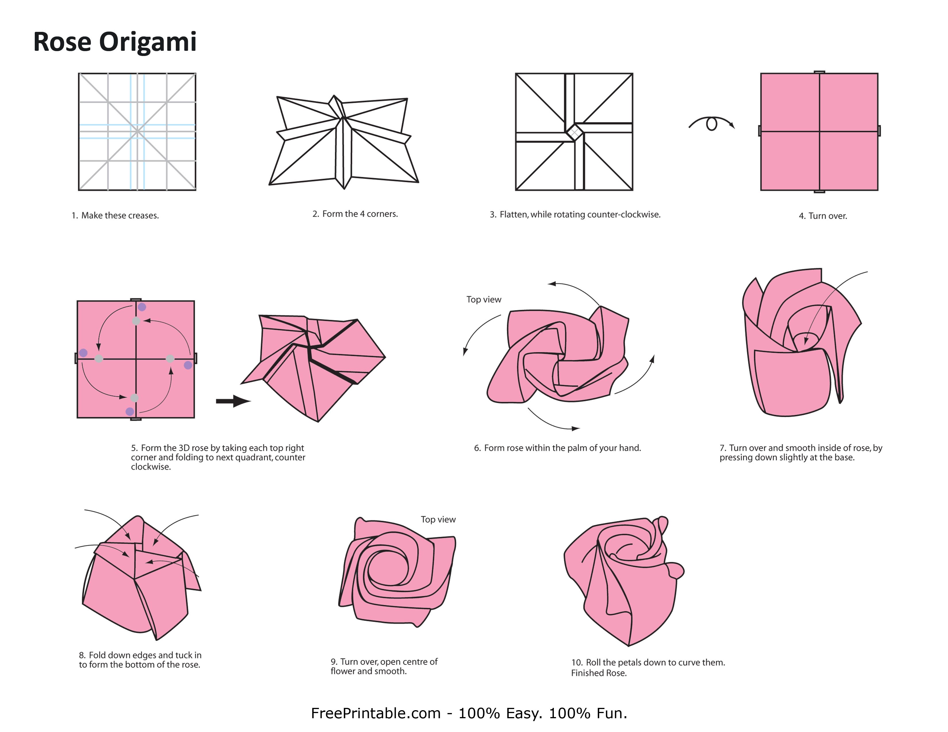 origami rose instructions