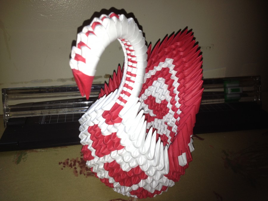 3d origami heart swan