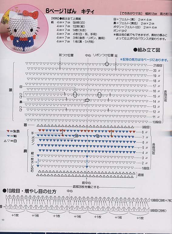 3d origami hello kitty diagram