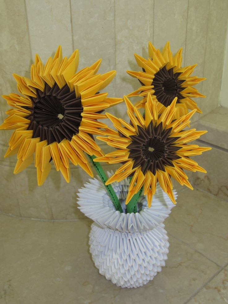 3d origami sunflower