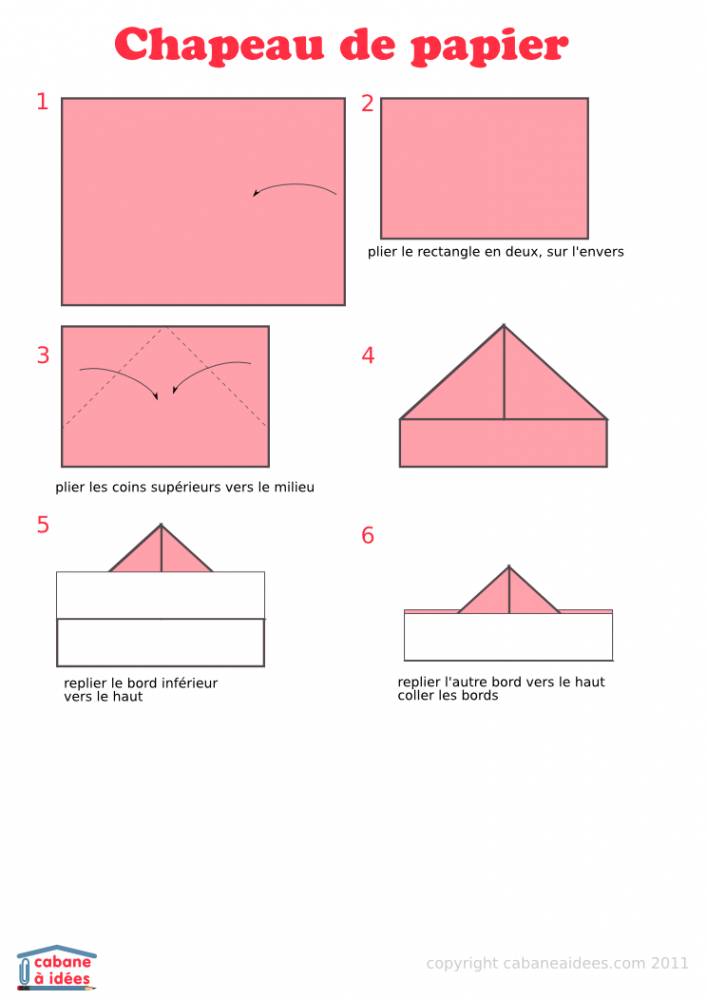 chapeau en papier origami
