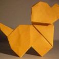 Chien en papier origami