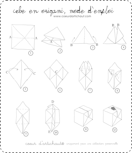 cube en origami papier