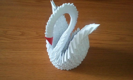 cygne en origami 3d