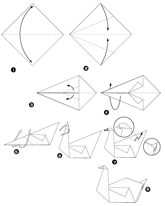 cygne en origami modele chinois