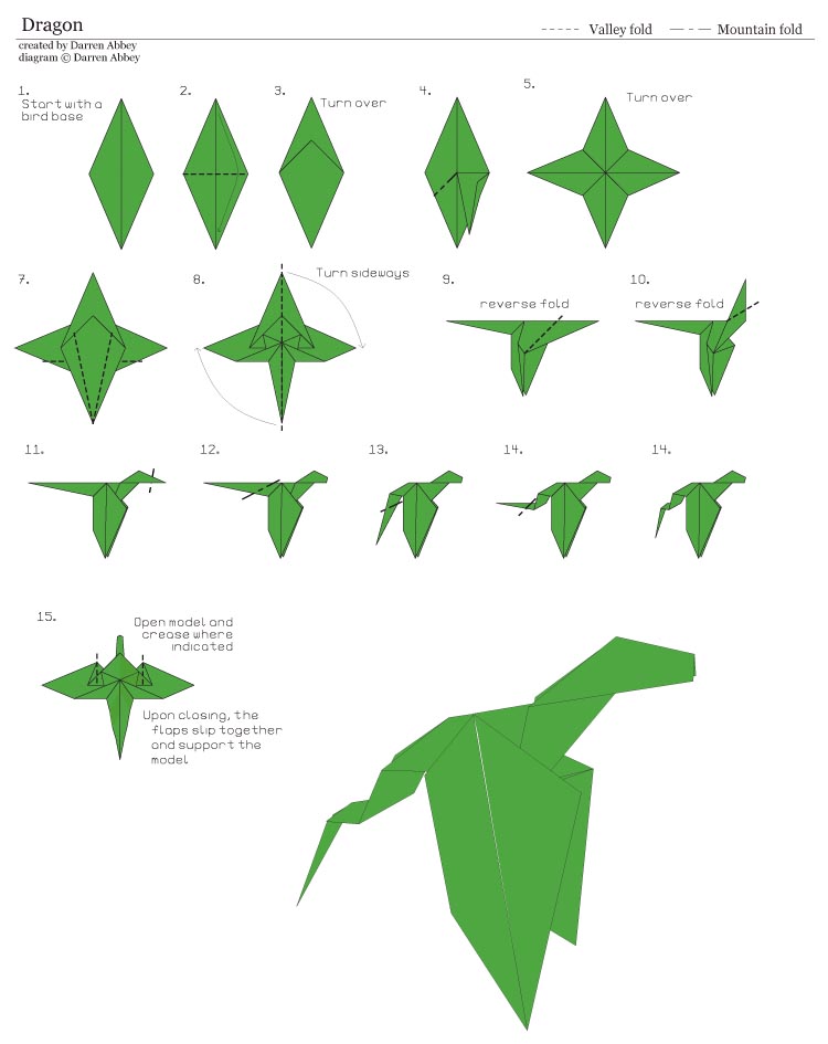 diagram origami dragon