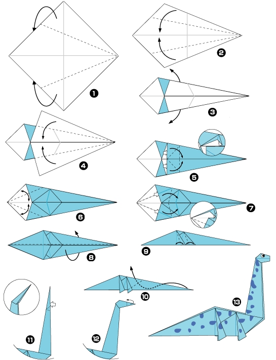 dinozaur origami