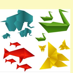 fish origami vector