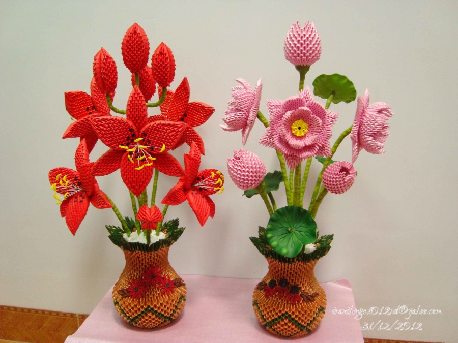 flower origami 3d