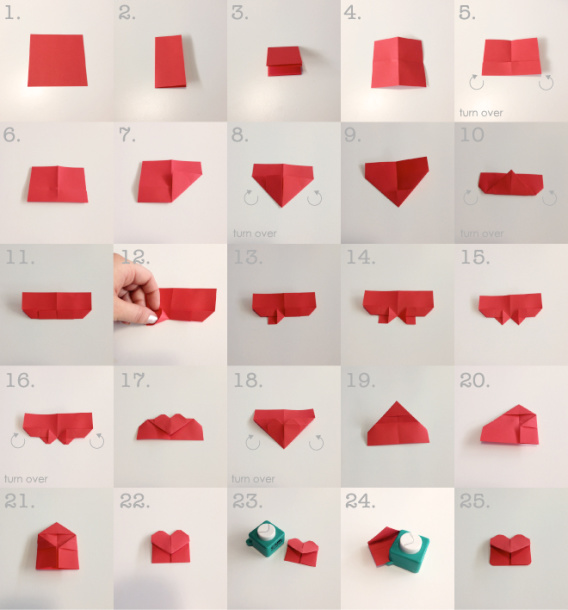 heart bookmark origami instruction