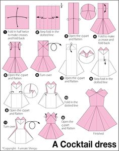 how to make a origami dress step by step