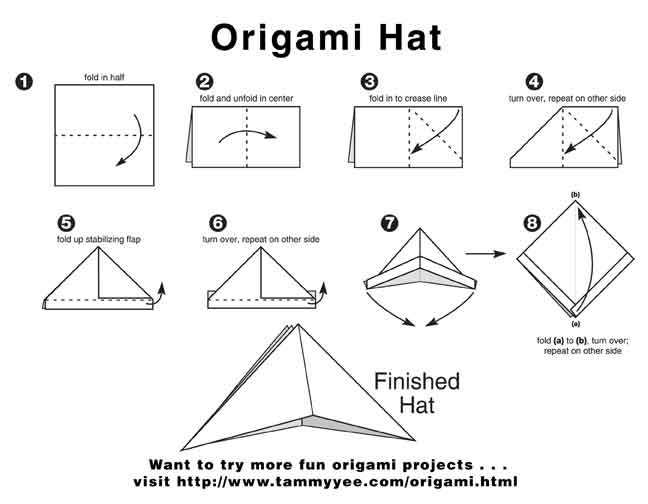 how to make a origami hat step by step