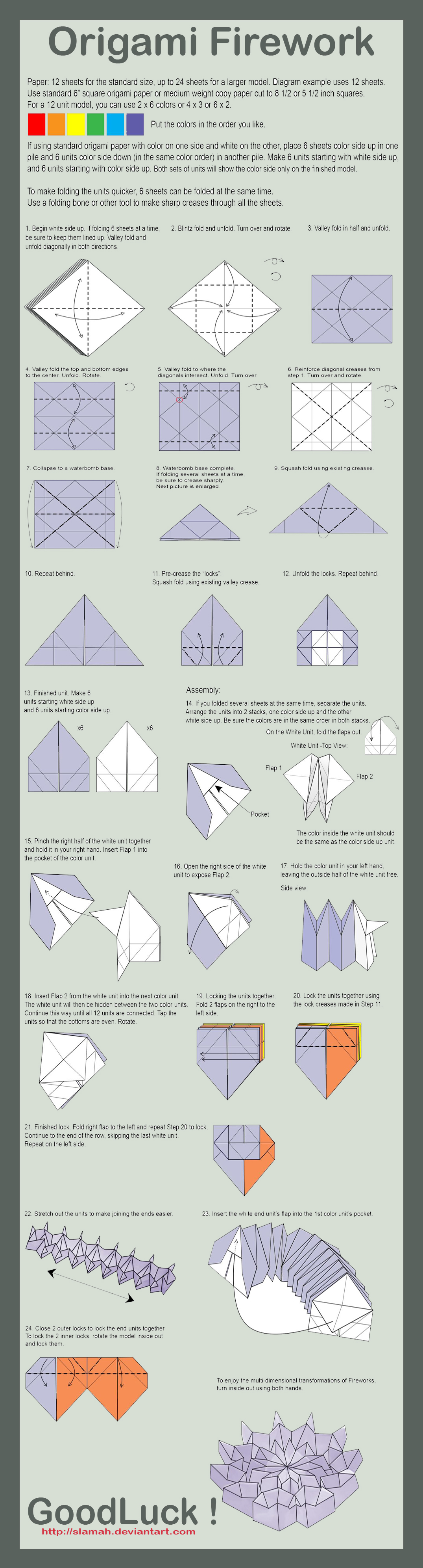 how to make origami fireworks step by step