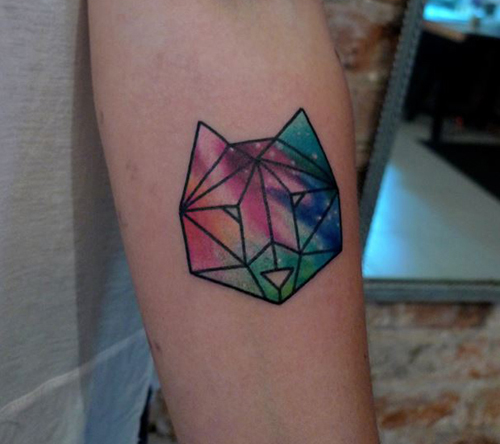 loup origami tatouage