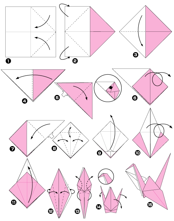 oiseau grue origami