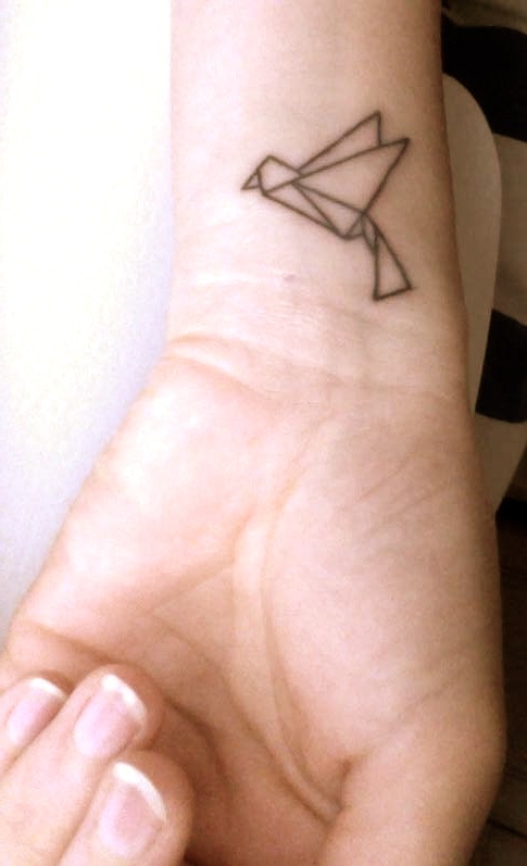 oiseau origami tatouage