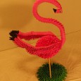 Origami 3d flamingo