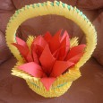 Origami 3d flower basket