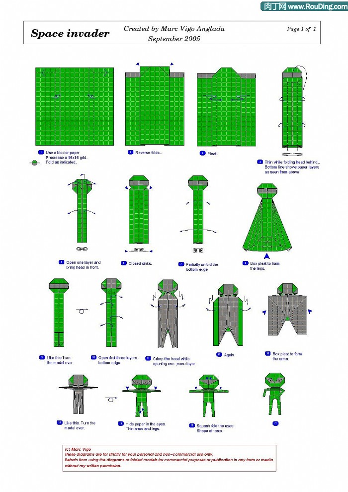 origami alien diagram