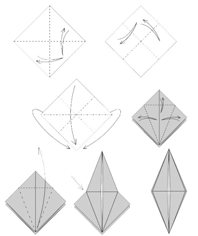 origami base de l'oiseau