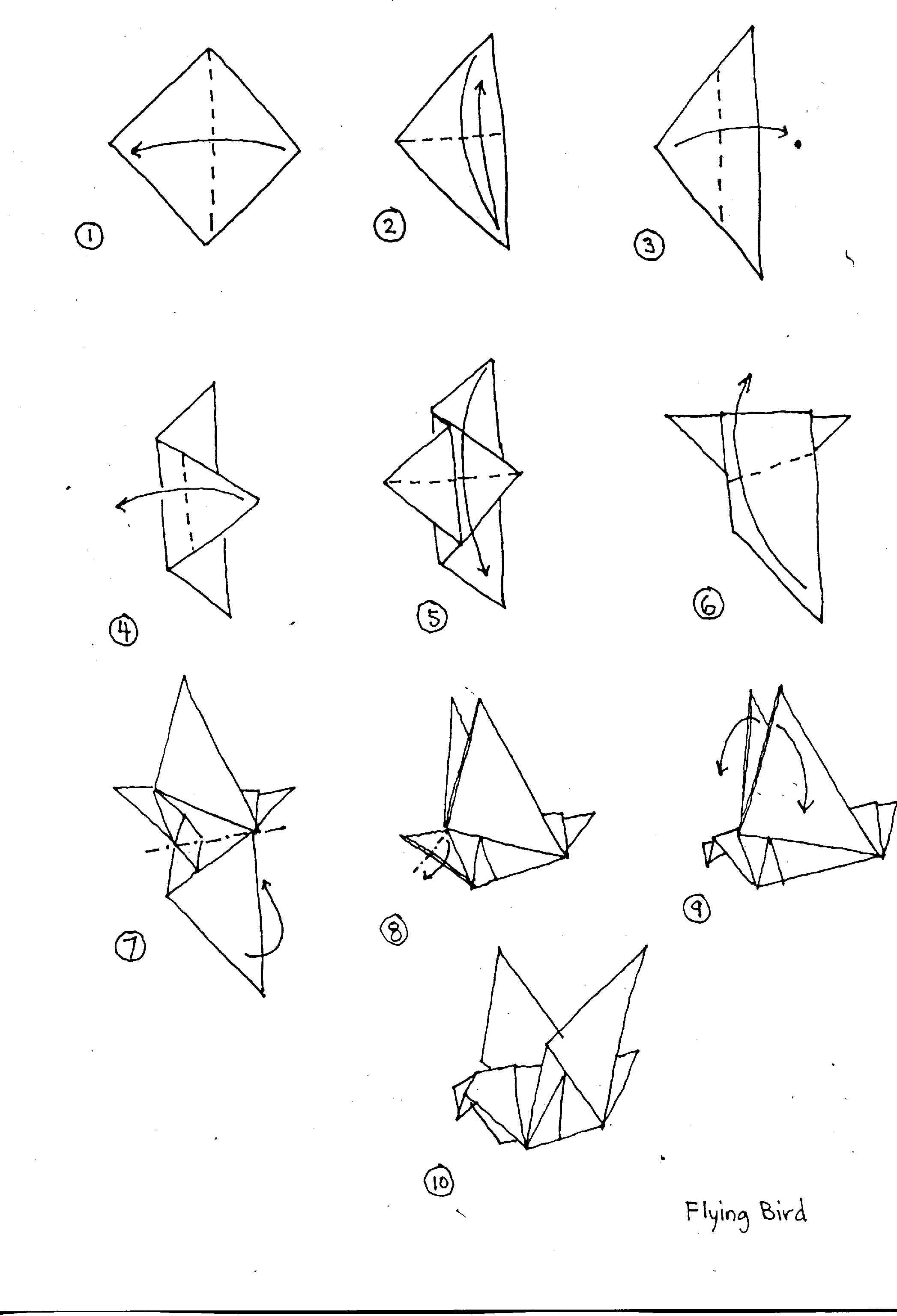 origami bird diagram