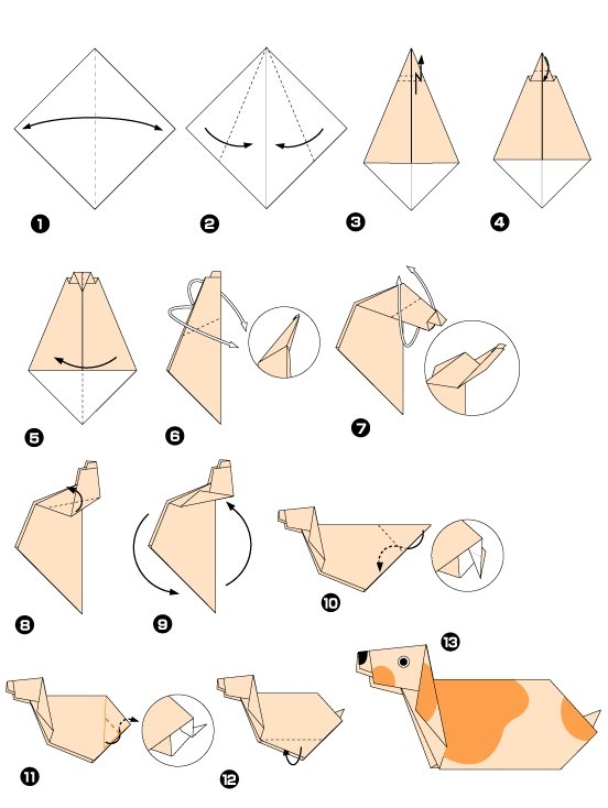 origami chien et chat