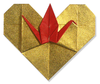 origami crane heart