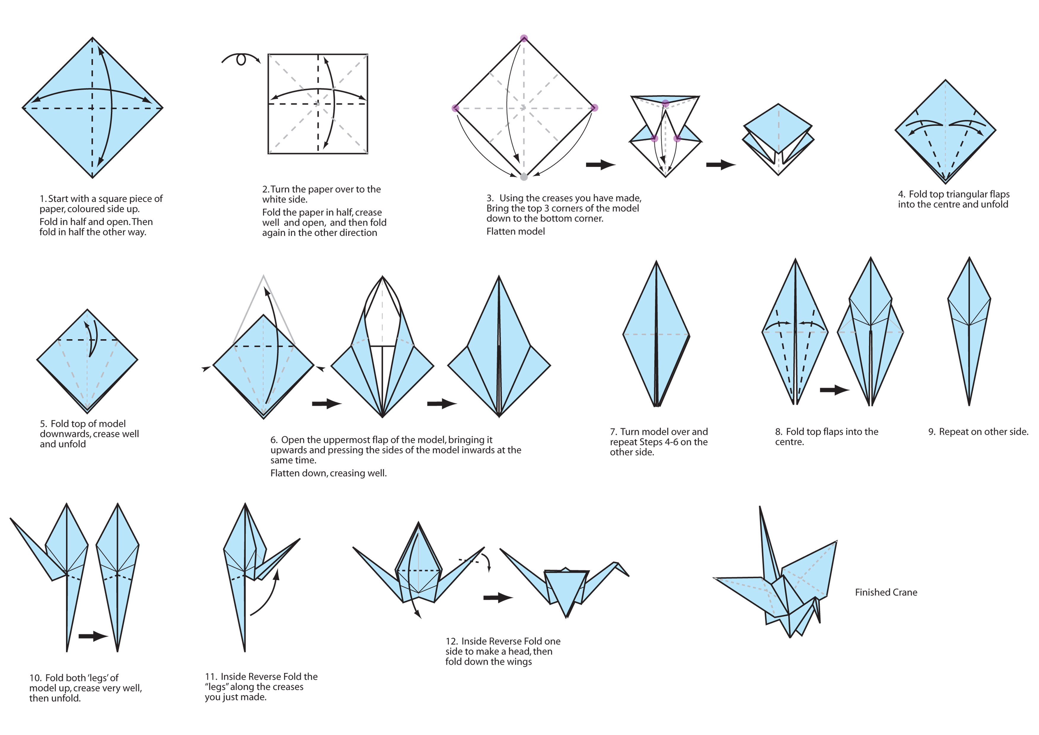 origami crane instructions step by step