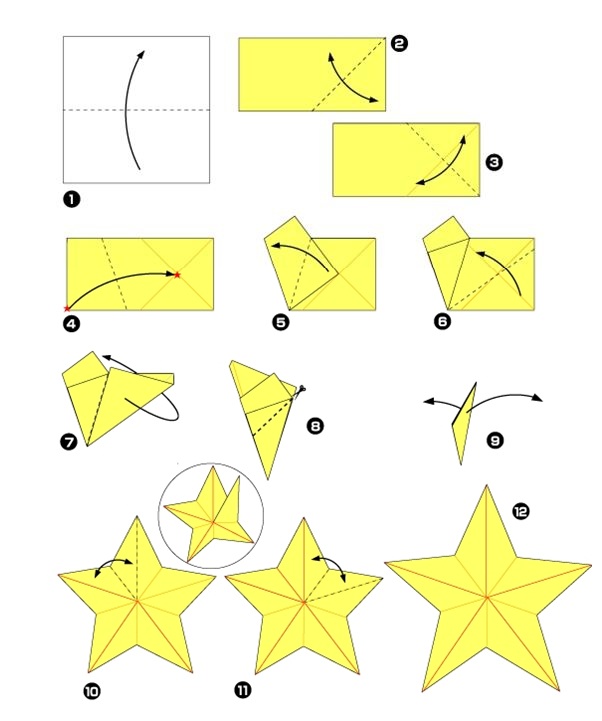 origami étoile 3d