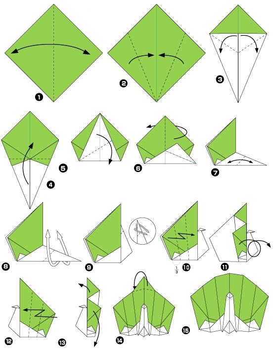 origami facile paon