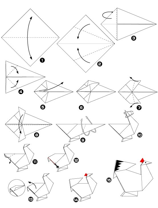 origami facile poule