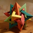 Origami five intersecting tetrahedra