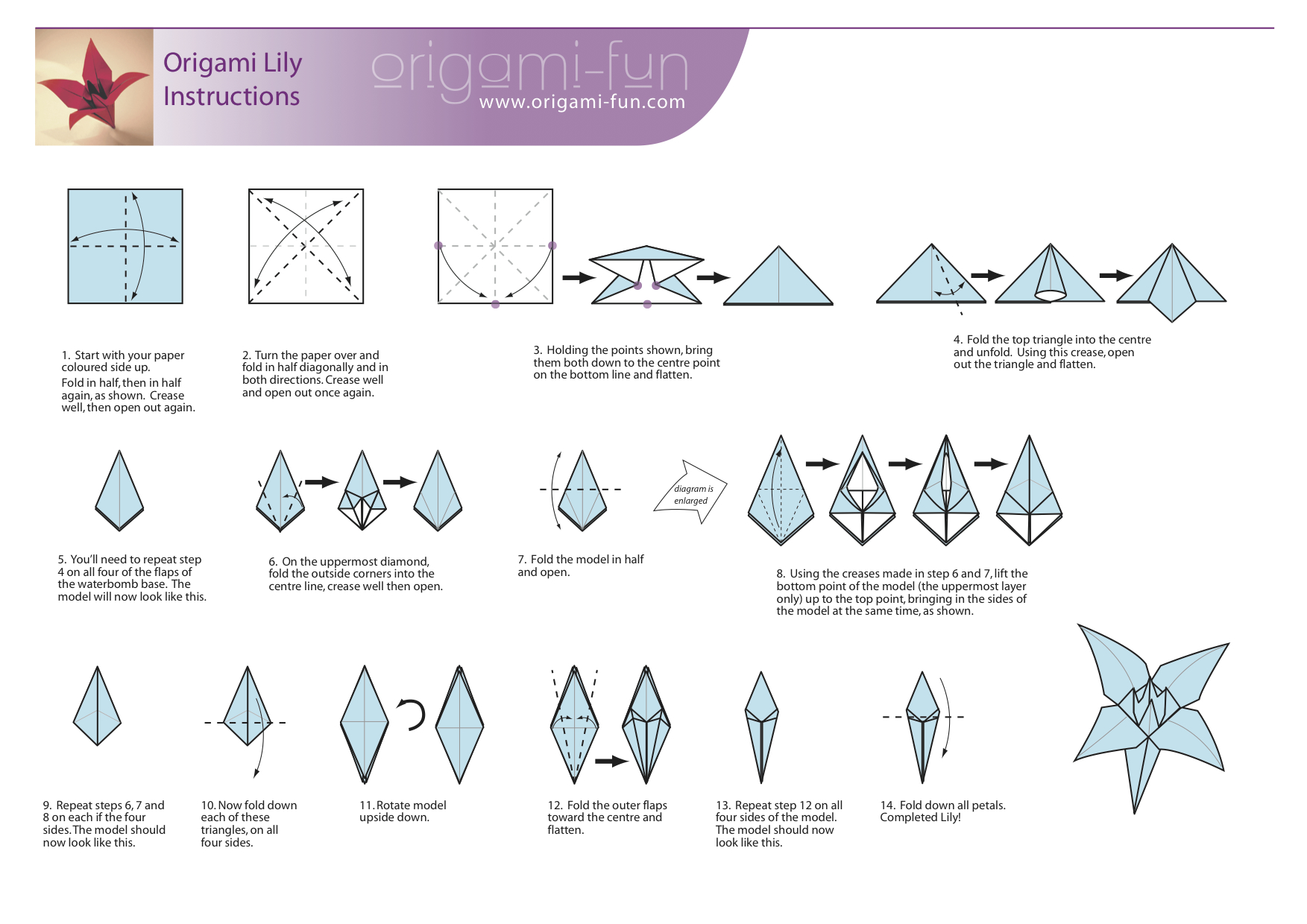 origami flower lily step by step