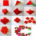 Origami flowers flat
