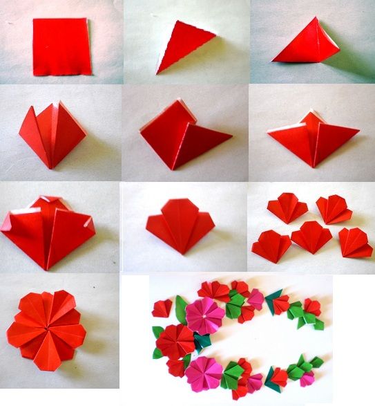 origami flowers flat