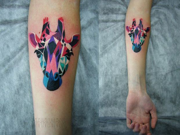 origami giraffe tattoo
