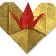 Origami heart crane