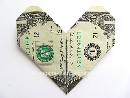 origami heart money