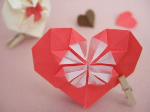 origami heart with star