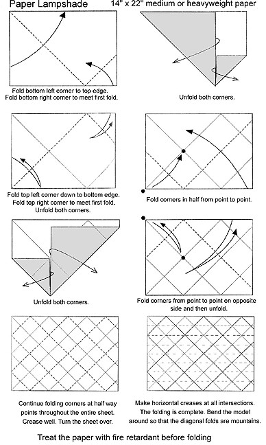 origami lamp diagram