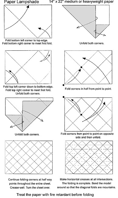 origami lampshade diagram